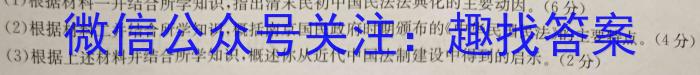 安徽省2022-2023学年八年级下学期教学质量调研三历史