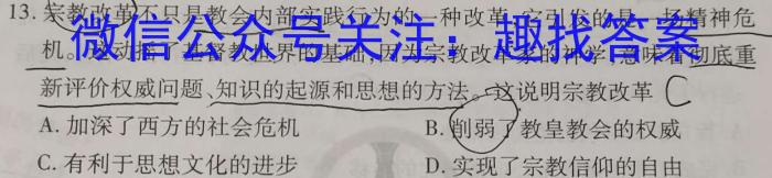 河南省2023年高一春期六校第二次联考历史