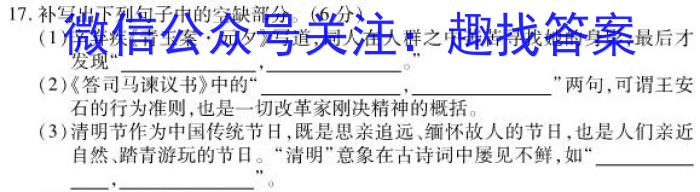 1号卷·2023年A10联盟高二年级(2021级)下学期期末考试语文