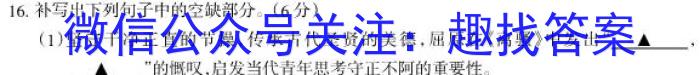 湖北省部分市州2023年7月高二年级联合调研考试语文