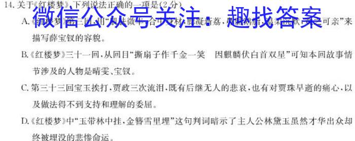 衡水金卷 湖南省2023年高二期末联考语文
