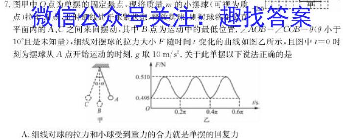 乌鲁木齐市第四中学2022-2023学年度下学期高一年级阶段性诊断测试物理.