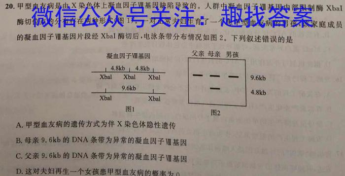 文博志鸿 2023年河南省普通高中招生考试模拟试卷(密卷二)生物
