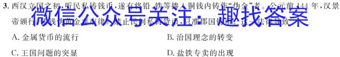 2023年广西初中学业水平考试(新中考)模拟卷(三)历史