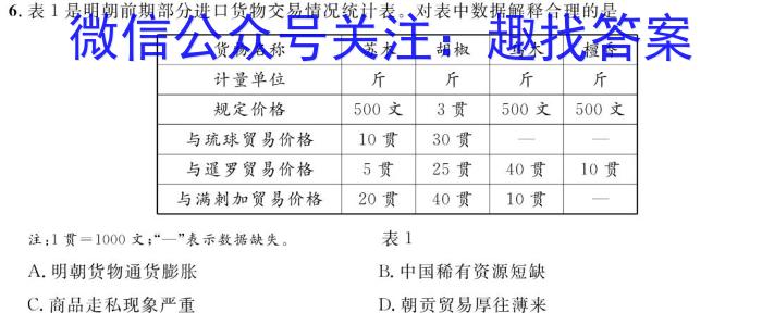 江西省铅山县2023年九年级第二次模拟考试历史