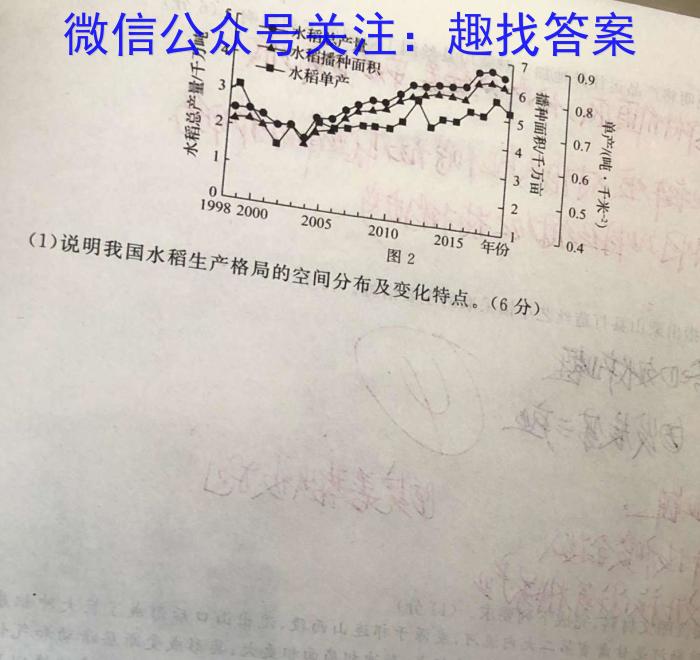 宁波市2022学年第二学期高二年级期末考试地理.