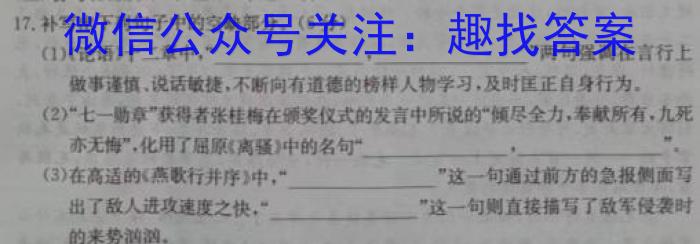 2023年新教材老高考地区普通高等学校招生全国统一考试(七)语文