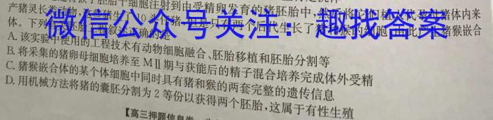 2023年安徽省初中学业水平考试冲刺试卷（三）数学