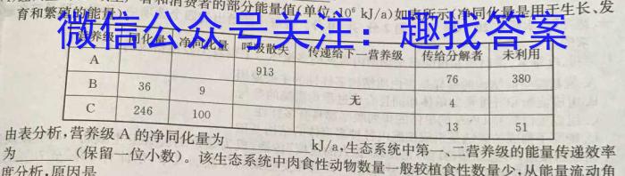 2023年安徽省初中毕业学业考试冲刺试卷(二)生物