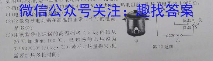 安徽省2022-2023学年九年级第二学期模考五学业水平检测f物理