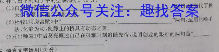 江西省上饶市2023年全区九年级第二次模拟考试语文