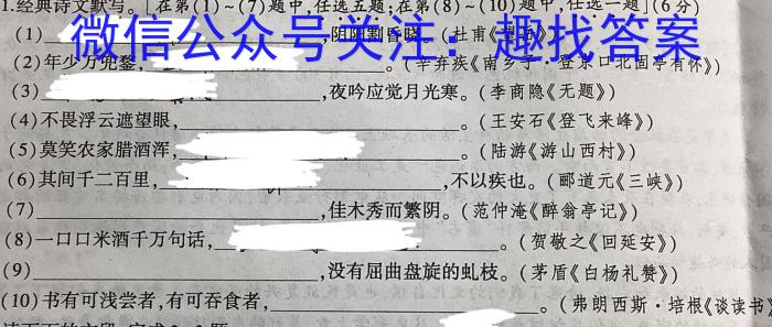 福建省漳州市2022-2023学年(下)高一期末高中教学质量检测语文