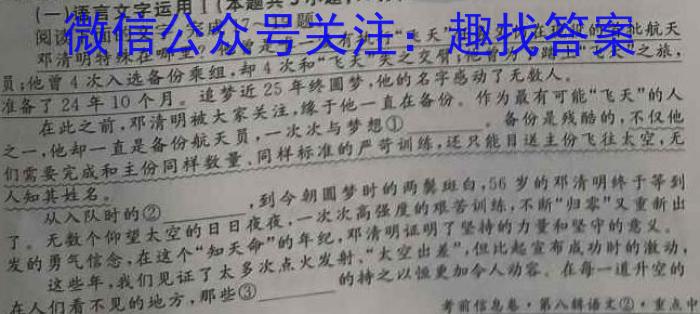 2023年普通高等学校统一模拟招生考试新未来5月联考（高三）语文