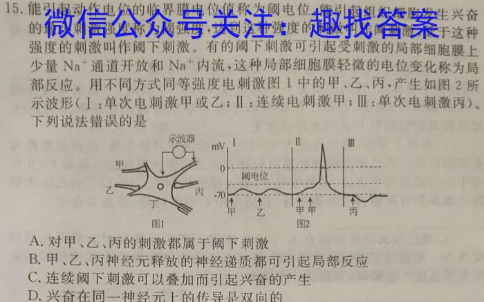 文博志鸿 2024年河北省初中毕业生升学文化课模拟考试(密卷二)数学