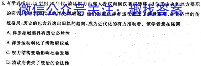 2023年陕西省初中学业水平考试模拟试卷W5历史