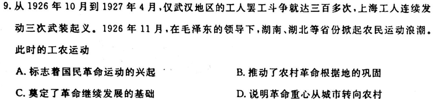 山西省平遥县2023年九年级五月教学质量监测历史