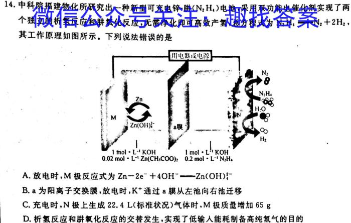 浙江省新阵地教育联盟2024届高二年级下学期第一次联考化学