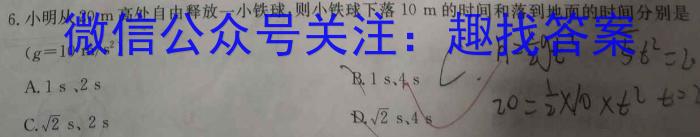 甘肃省张掖市某重点校2024-2023学年高一下学期6月月考q物理
