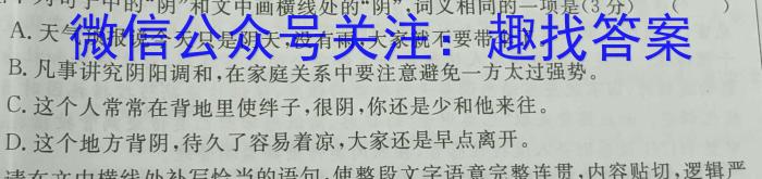 衢州市2023年6月高二年级教学质量检测试卷语文