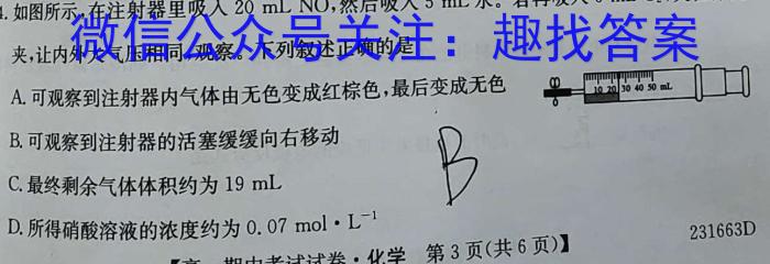 江西省南昌市2022-2023学年第二学期初二期末阶段性学习质量检测化学