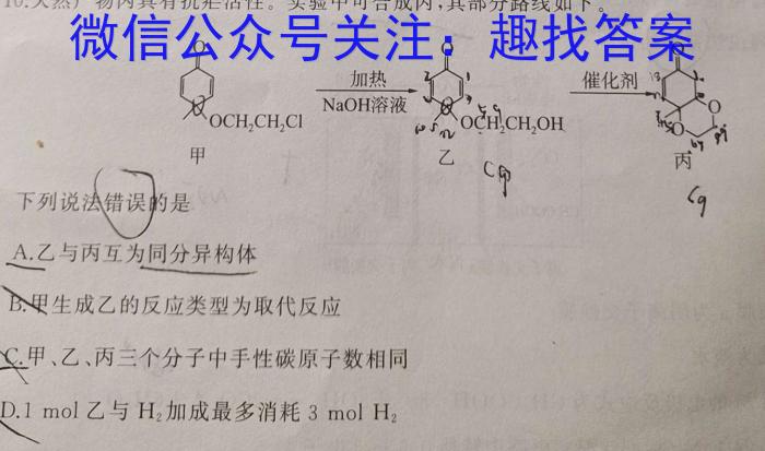 文博志鸿 2023年河北省初中毕业生升学文化课模拟考试(冲刺一)化学