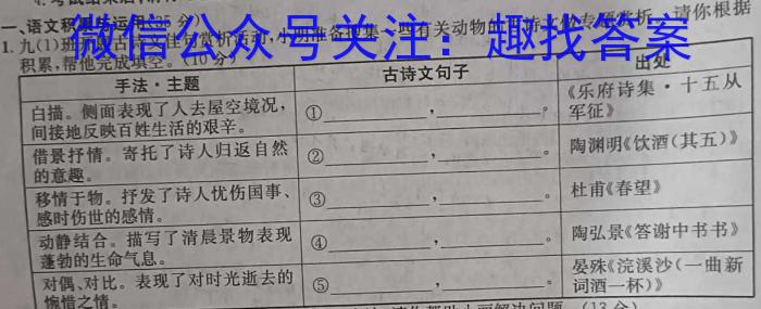 中州联盟 2022~2023学年高二下学期期末考试(232747D)语文