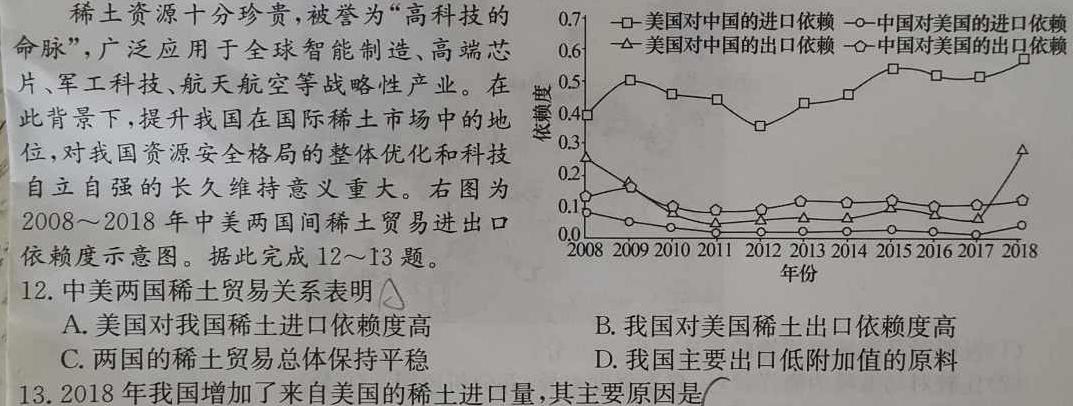 山西省2023年中考总复习押题信息卷SX(二)2.地理