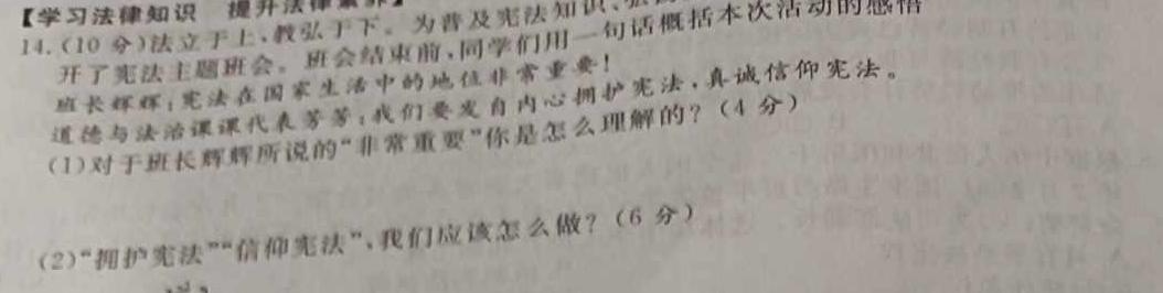 卓育云·2022-2023中考学科素养自主测评卷(八)政治y