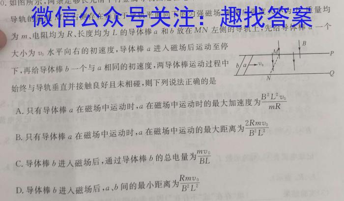 云南师大附中(云南省)2023届高考适应性月考卷(白白黑白黑白白白)(十).物理