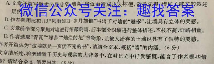 2023届陕西省九年级教学质量检测(Θ)语文