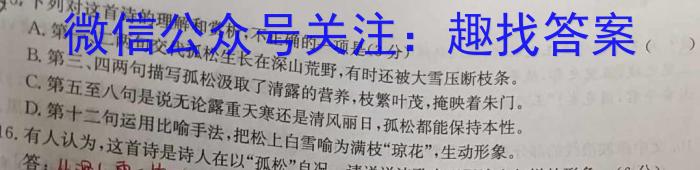马鞍山市2024-2023学年高一年级第二学期期末教学质量监测语文