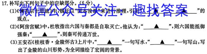 泉州市部分中学2024届高二下期末联考试卷(23-514B)语文