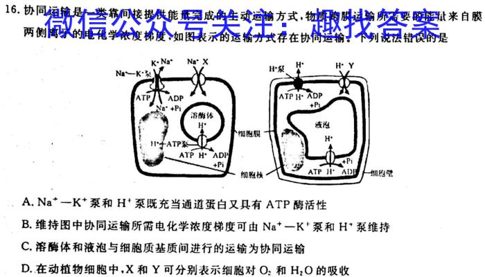 重庆市缙云教育联盟2022-2023学年高一(下)6月月度质量检测(2023.6)生物