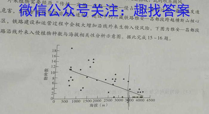 炎德英才大联考 湖南师大附中2022-2023学年度高二第二学期第二次大练*地.理