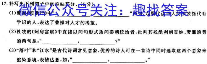 江淮名校·2022-2023学年下学期高一年级阶段性联考（5月）语文