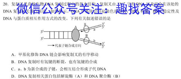 文博志鸿 2023年河南省普通高中招生考试模拟试卷(冲刺一)生物