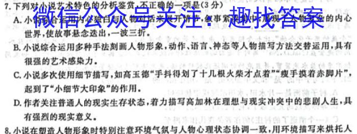 陕西省2022~2023学年第二学期高一年级期末考试(8147A)语文