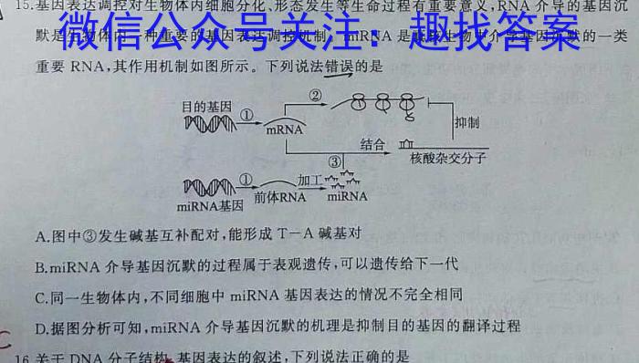 2024届南宁二中、柳铁一中新高考高三摸底调研测试（9月）生物试卷答案