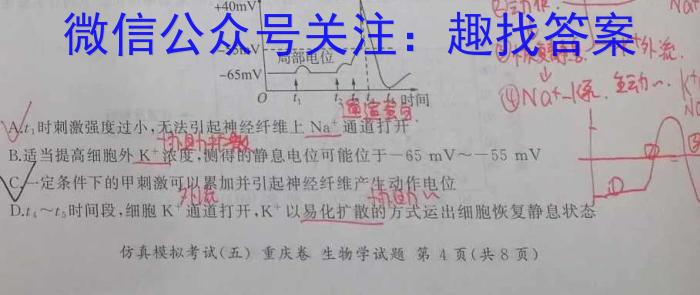 2024届全国高考分科调研模拟测试卷 XGK(二)生物试卷答案