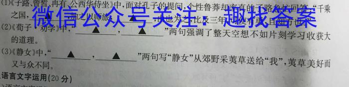 吉林省长春市第八十九中学2023-2024学年九年级上学期期初监测（开学考试）语文