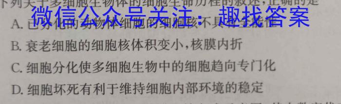 1号卷 A10联盟2024届高三一轮复习试卷(三)生物