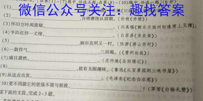 贵州省2024届贵州七校联盟高考实用性联考卷(一)1(白黑白黑黑黑白)/语文