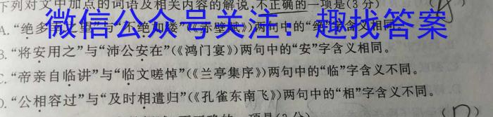 安徽六校教育研究会2023年2019级高一新生入学素质测试(2023.8)语文