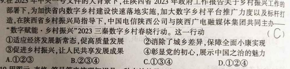 2025届安徽省高三入学考试(AH)思想政治部分