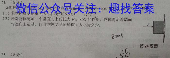 金科大联考2023~2024学年高三上学期开学质量检测（243007Z）q物理