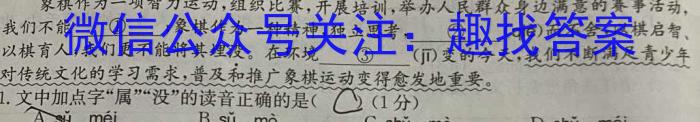 云南省昆明市云大附中2023-2024学年九年级秋季学期学业检测（一）语文