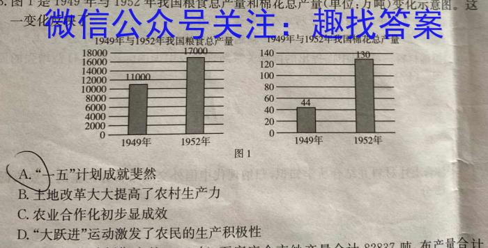百师联盟 湖南省2023~2024学年高二8月模拟考试历史