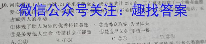 2024届衡水金卷先享题[调研卷](湖南专版)四政治~