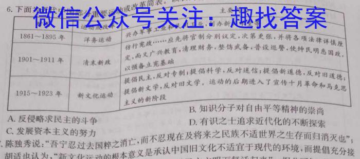 ［开学考］九师联盟2023-2024学年高三教学质量检测（新教材-L）历史试卷