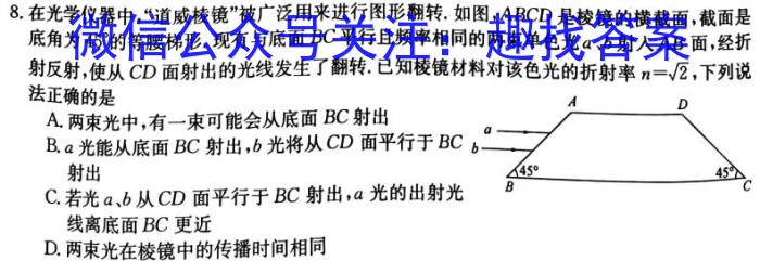 衡水金卷先享题2023-2024高三一轮复习40分钟单元检测卷(广西专版)(2)l物理